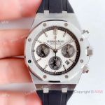  Swiss Clone Audemars Piguet Royal Oak Chronograph Watch White Face Rubber Strap